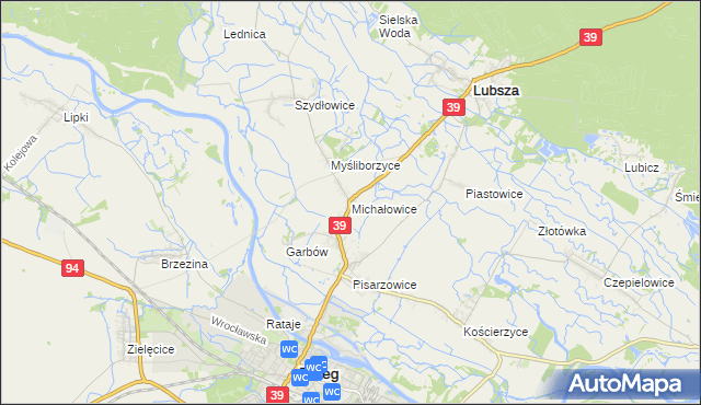 mapa Michałowice gmina Lubsza, Michałowice gmina Lubsza na mapie Targeo