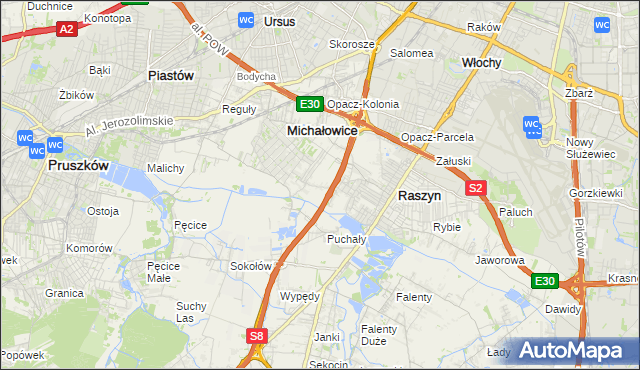mapa Michałowice-Wieś, Michałowice-Wieś na mapie Targeo