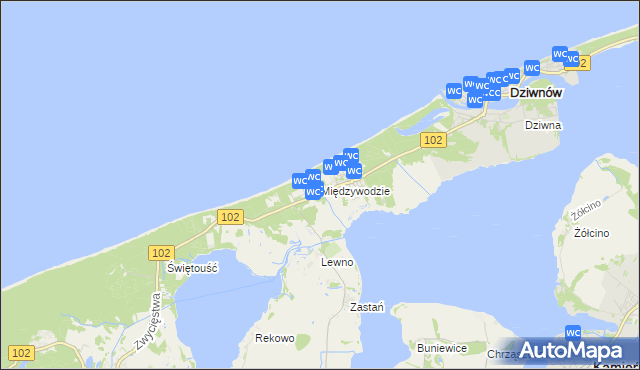 mapa Międzywodzie, Międzywodzie na mapie Targeo