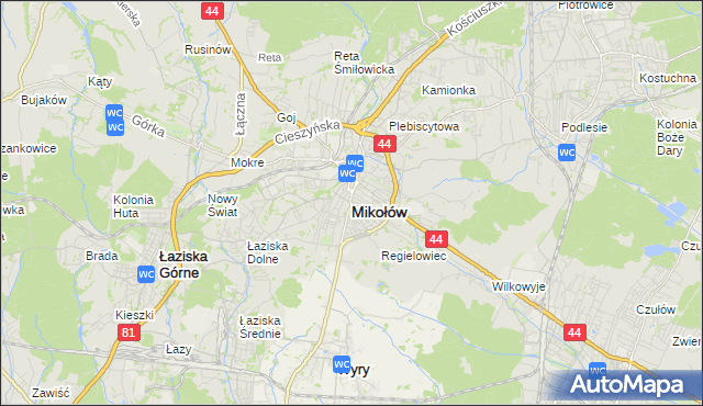 mapa Mikołów, Mikołów na mapie Targeo