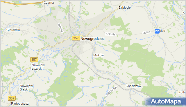 mapa Milików, Milików na mapie Targeo