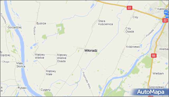 mapa Miłoradz, Miłoradz na mapie Targeo