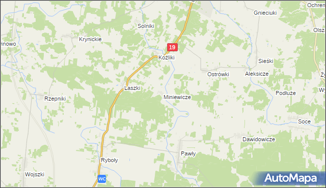 mapa Miniewicze, Miniewicze na mapie Targeo