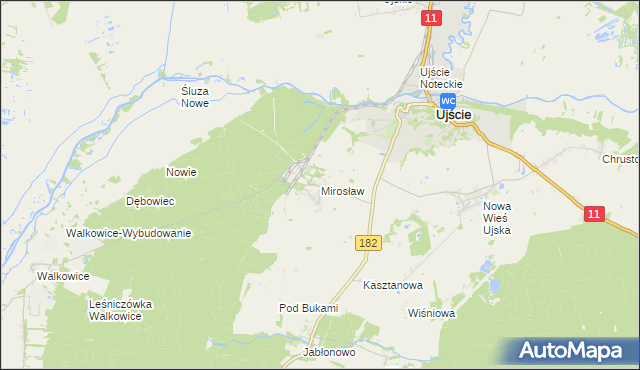 mapa Mirosław gmina Ujście, Mirosław gmina Ujście na mapie Targeo