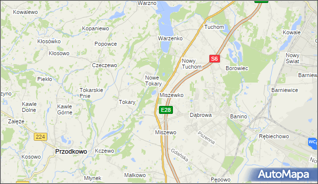 mapa Miszewko gmina Żukowo, Miszewko gmina Żukowo na mapie Targeo