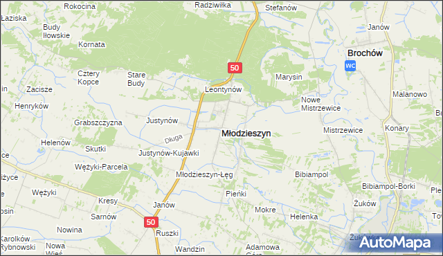 mapa Młodzieszyn, Młodzieszyn na mapie Targeo