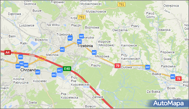 mapa Młoszowa, Młoszowa na mapie Targeo