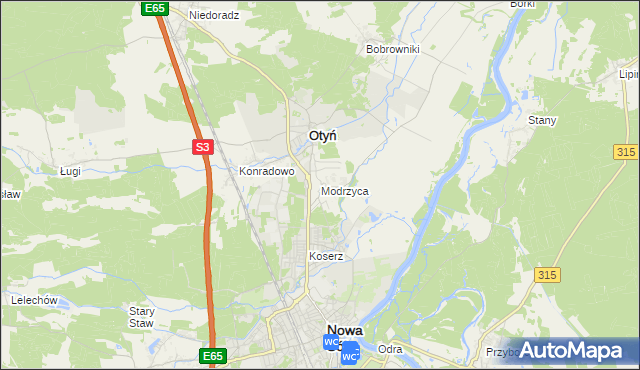 mapa Modrzyca, Modrzyca na mapie Targeo