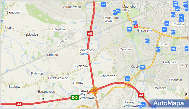 mapa Mokronos Dolny, Mokronos Dolny na mapie Targeo