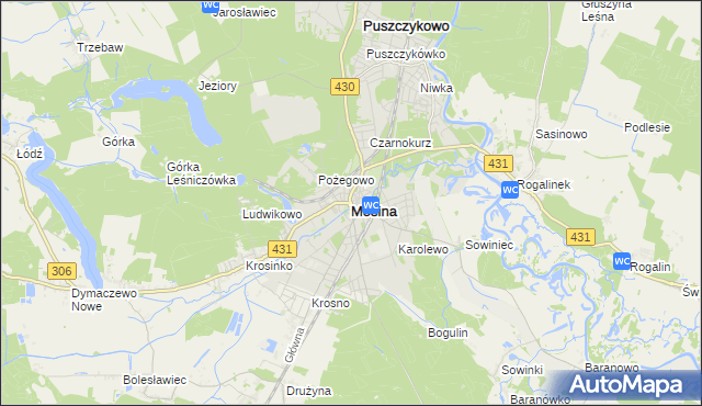 mapa Mosina powiat poznański, Mosina powiat poznański na mapie Targeo