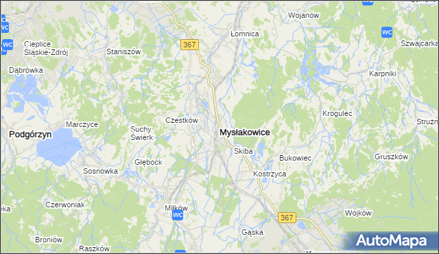 mapa Mysłakowice, Mysłakowice na mapie Targeo
