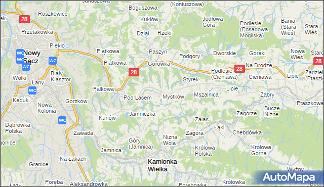 mapa Mystków, Mystków na mapie Targeo