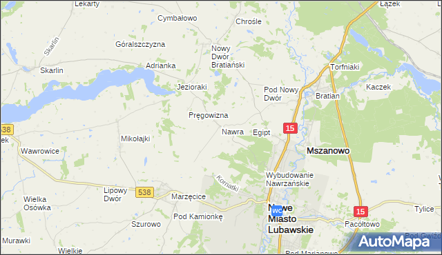 mapa Nawra gmina Nowe Miasto Lubawskie, Nawra gmina Nowe Miasto Lubawskie na mapie Targeo