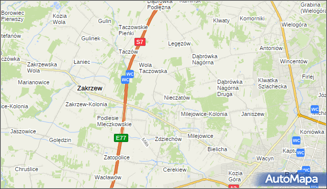 mapa Nieczatów, Nieczatów na mapie Targeo
