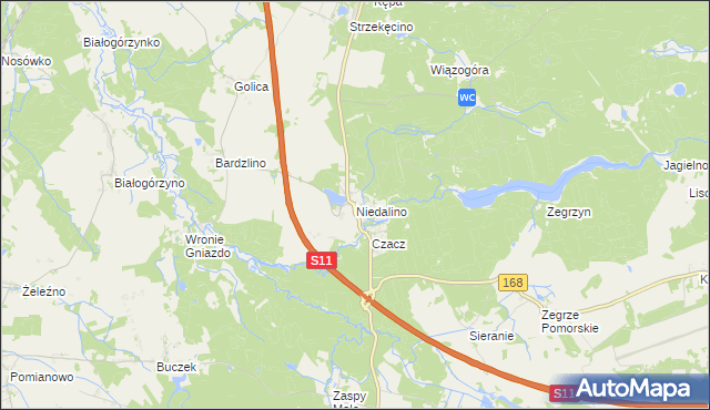 mapa Niedalino, Niedalino na mapie Targeo