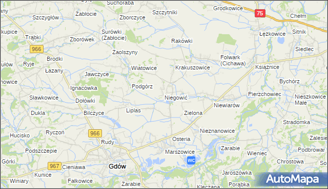 mapa Niegowić, Niegowić na mapie Targeo