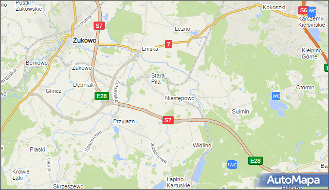 mapa Niestępowo, Niestępowo na mapie Targeo