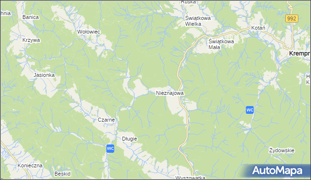 mapa Nieznajowa, Nieznajowa na mapie Targeo