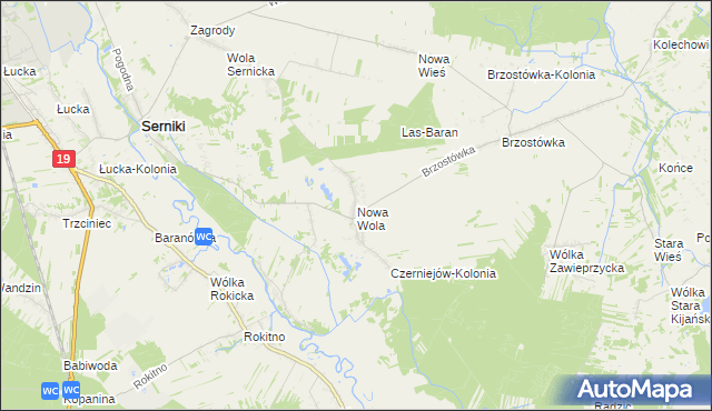 mapa Nowa Wola gmina Serniki, Nowa Wola gmina Serniki na mapie Targeo