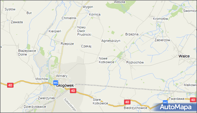 mapa Nowe Kotkowice, Nowe Kotkowice na mapie Targeo