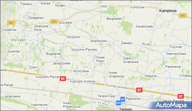 mapa Nowe Paski, Nowe Paski na mapie Targeo