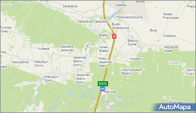 mapa Nowy Jasieniec Iłżecki, Nowy Jasieniec Iłżecki na mapie Targeo