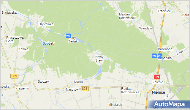 mapa Nowy Staw gmina Niemce, Nowy Staw gmina Niemce na mapie Targeo