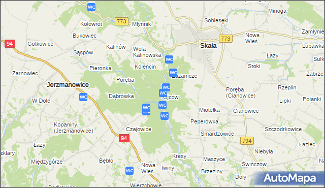 mapa Ojców, Ojców na mapie Targeo