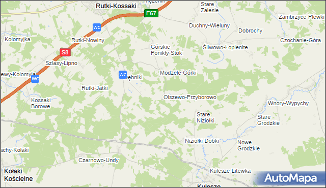 mapa Olszewo-Przyborowo, Olszewo-Przyborowo na mapie Targeo