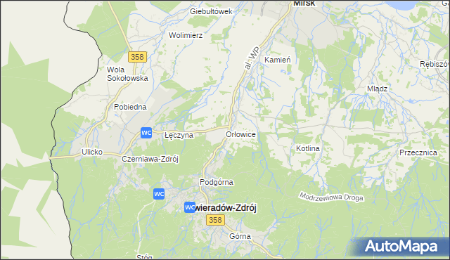 mapa Orłowice, Orłowice na mapie Targeo