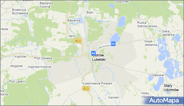 mapa Ostrów Lubelski, Ostrów Lubelski na mapie Targeo