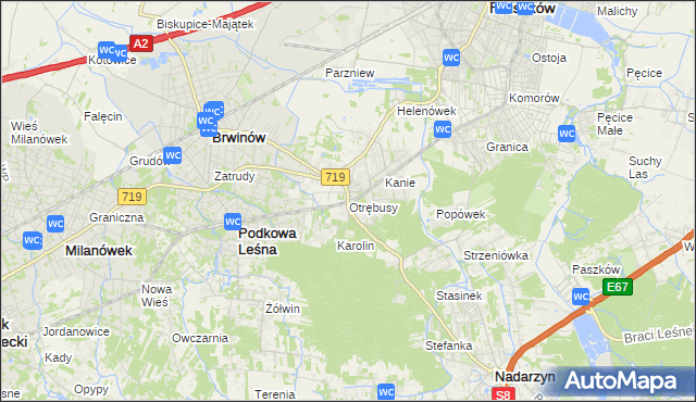mapa Otrębusy, Otrębusy na mapie Targeo