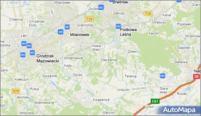 mapa Owczarnia gmina Brwinów, Owczarnia gmina Brwinów na mapie Targeo