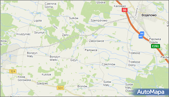 mapa Parłowice, Parłowice na mapie Targeo