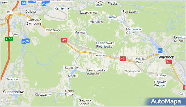 mapa Parszów, Parszów na mapie Targeo