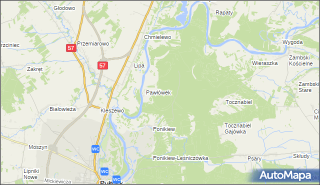 mapa Pawłówek-Gajówka, Pawłówek-Gajówka na mapie Targeo