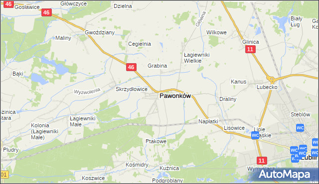 mapa Pawonków, Pawonków na mapie Targeo