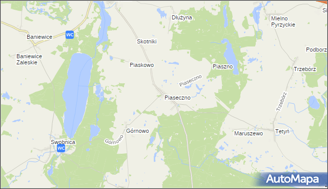 mapa Piaseczno gmina Banie, Piaseczno gmina Banie na mapie Targeo