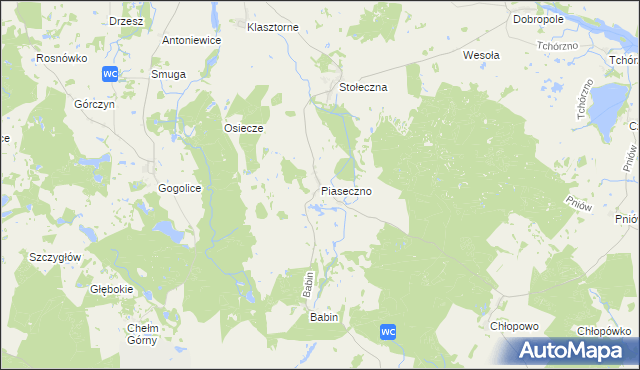 mapa Piaseczno gmina Trzcińsko-Zdrój, Piaseczno gmina Trzcińsko-Zdrój na mapie Targeo