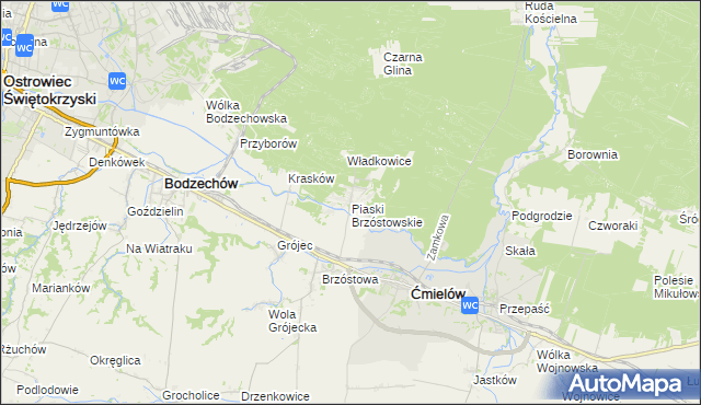 mapa Piaski Brzóstowskie, Piaski Brzóstowskie na mapie Targeo