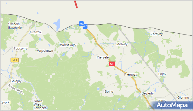mapa Piersele, Piersele na mapie Targeo