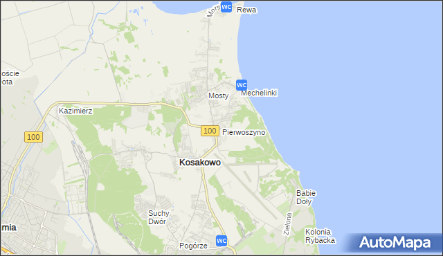 mapa Pierwoszyno, Pierwoszyno na mapie Targeo