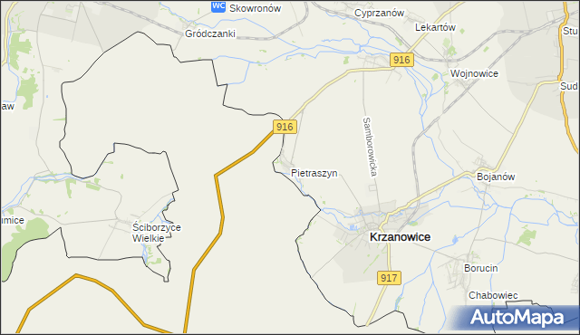 mapa Pietraszyn, Pietraszyn na mapie Targeo
