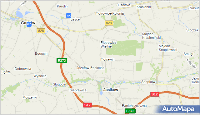 mapa Piotrawin gmina Jastków, Piotrawin gmina Jastków na mapie Targeo