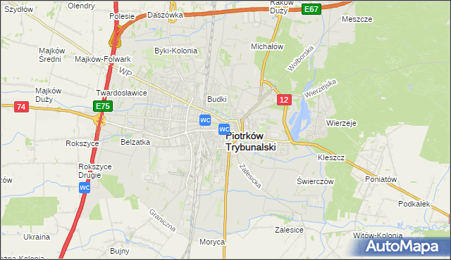 mapa Piotrków Trybunalski, Piotrków Trybunalski na mapie Targeo
