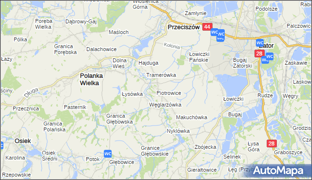 mapa Piotrowice gmina Przeciszów, Piotrowice gmina Przeciszów na mapie Targeo