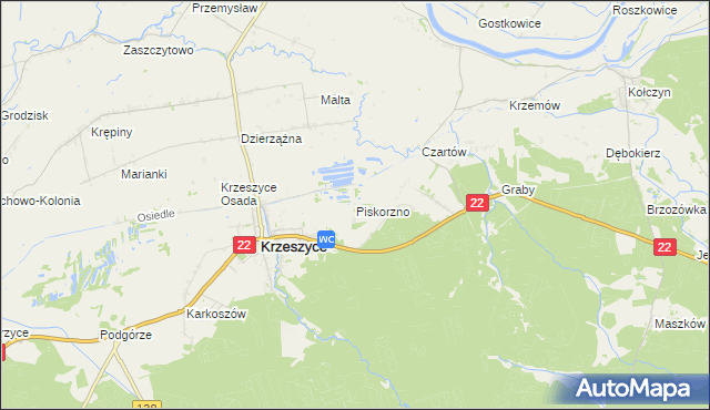 mapa Piskorzno, Piskorzno na mapie Targeo