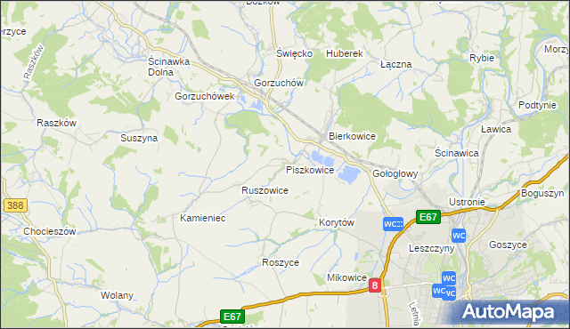 mapa Piszkowice, Piszkowice na mapie Targeo