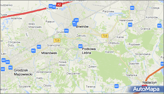 mapa Podkowa Leśna, Podkowa Leśna na mapie Targeo