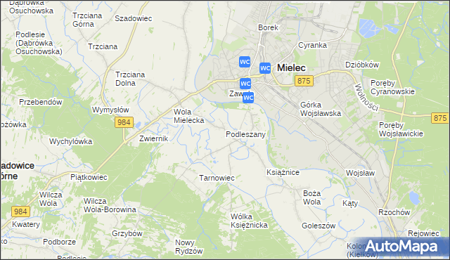 mapa Podleszany, Podleszany na mapie Targeo